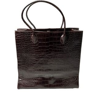 Boccelli Brown Mock Crock Tote Bag